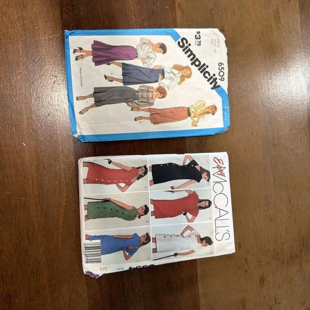 2- Vintage 1980's Sewing patterns Misses Size 10